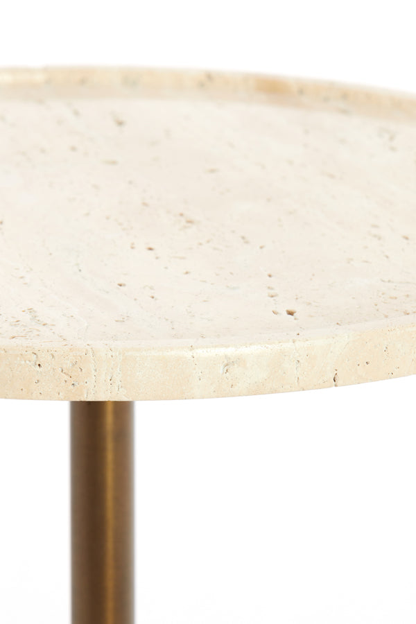 Light & Living Living Side table 41x53 cm CIVITA travertine sand+dark brwn-bronze House of Isabella UK