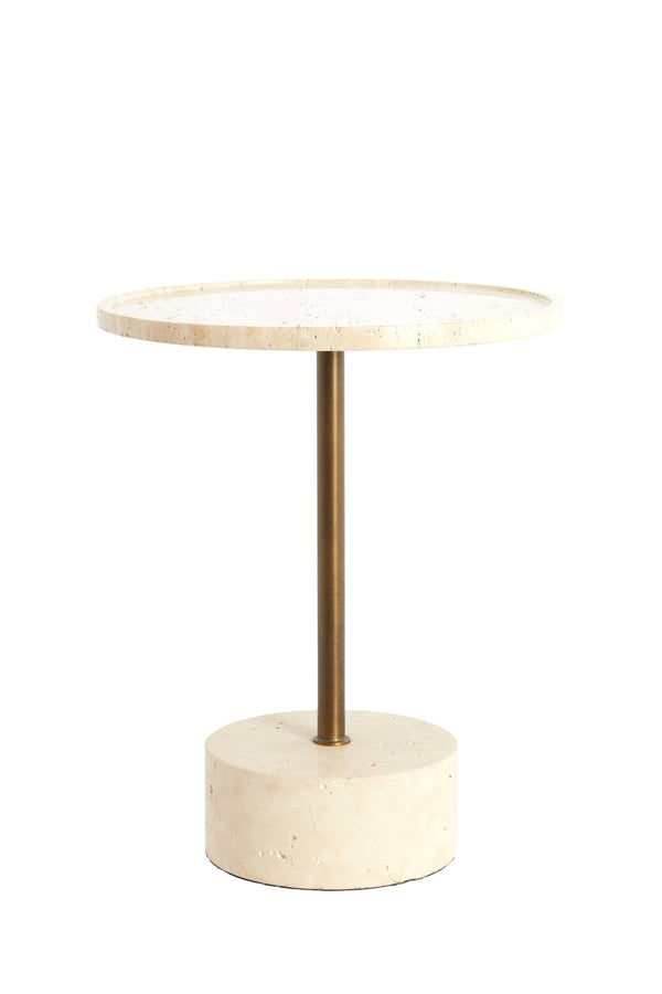 Light & Living Living Side table 41x53 cm CIVITA travertine sand+dark brwn-bronze House of Isabella UK
