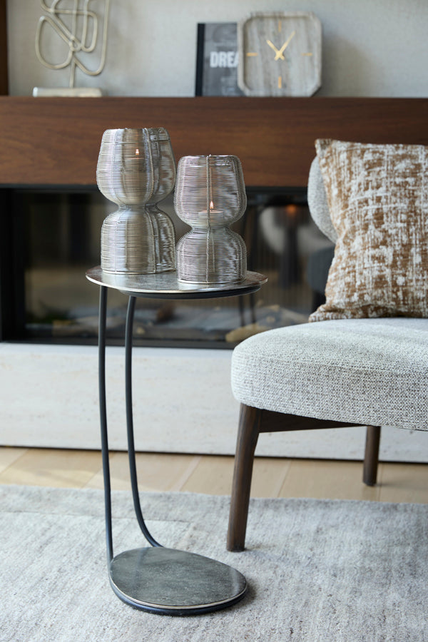 Light & Living Living Side table 43x27x53 cm MARSH raw nickel+black House of Isabella UK
