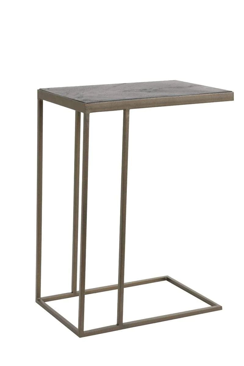 Side table 45x30x62 cm CHISA wood black-ant bronze (OUTLET).