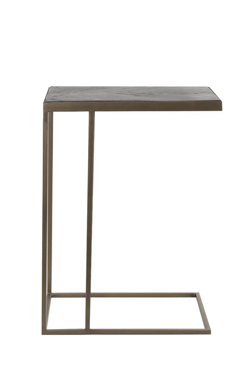 Side table 45x30x62 cm CHISA wood black-ant bronze (OUTLET).