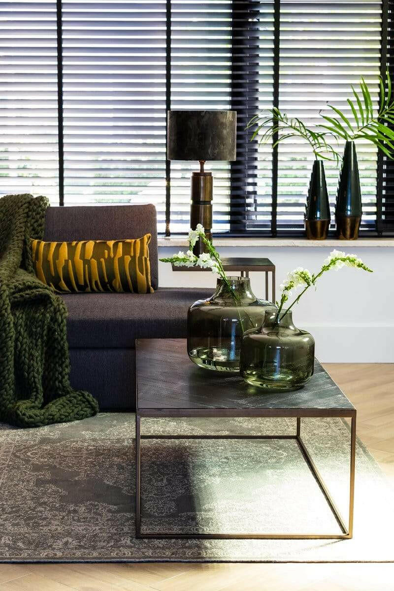 Side table 45x30x62 cm CHISA wood black-ant bronze (OUTLET).