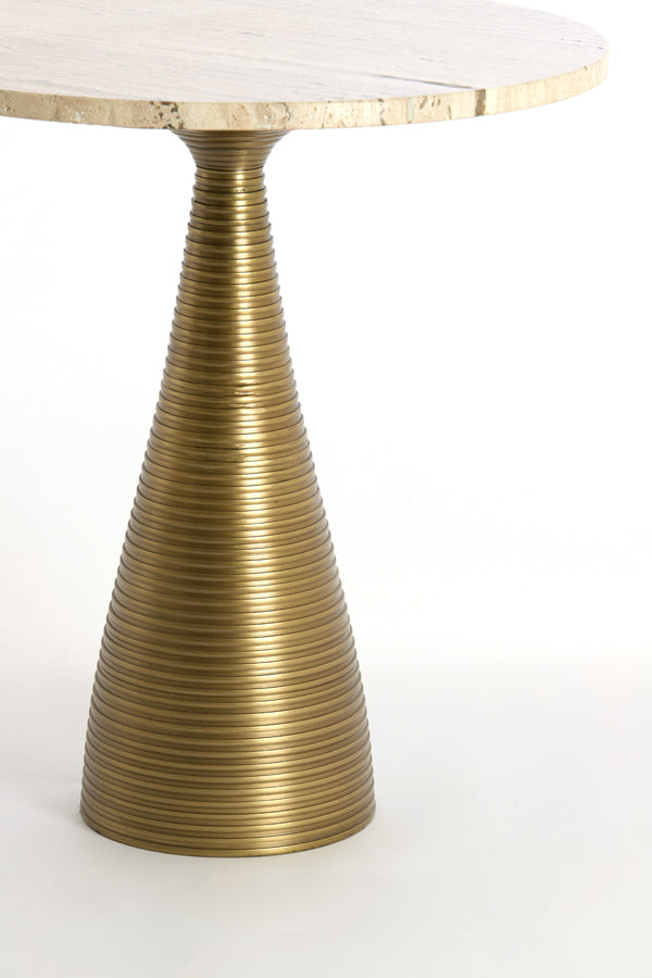 Light & Living Living Side table 45x47 cm BAHIA sand travertine+antique bronze House of Isabella UK