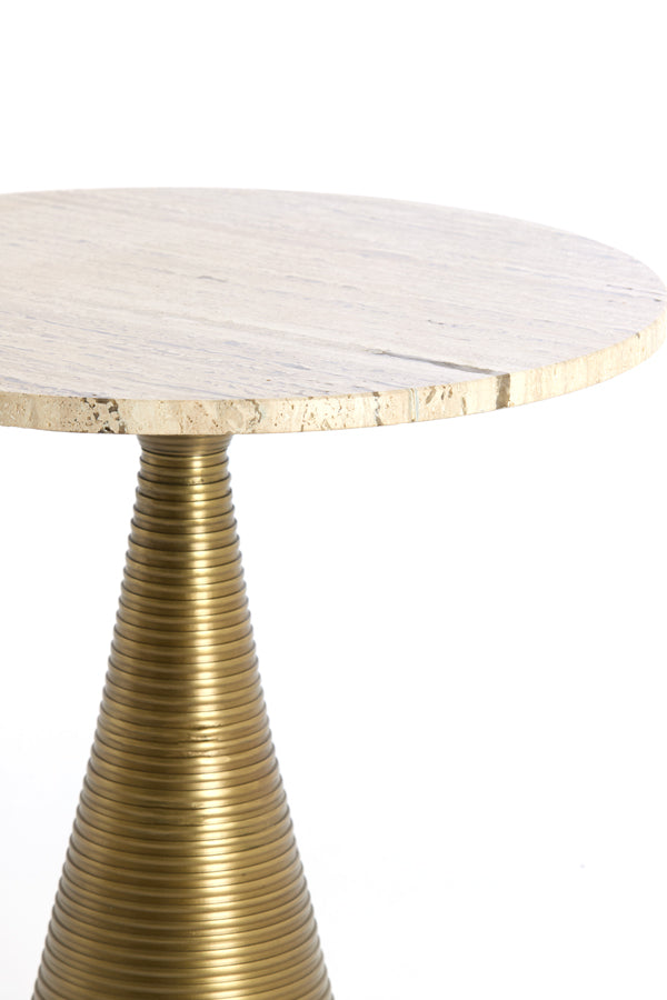 Light & Living Living Side table 45x47 cm BAHIA sand travertine+antique bronze House of Isabella UK