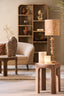 Light & Living Living Side table 45x50 cm ALI wood grey-drk brown+travertine sand House of Isabella UK