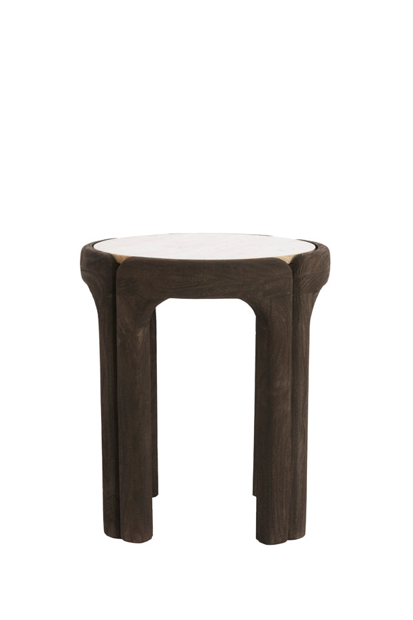 Light & Living Living Side table 45x50 cm ALI wood grey-drk brown+travertine sand House of Isabella UK
