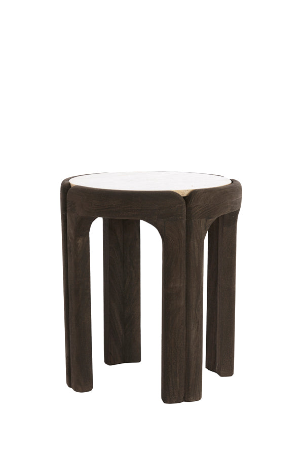 Light & Living Living Side table 45x50 cm ALI wood grey-drk brown+travertine sand House of Isabella UK