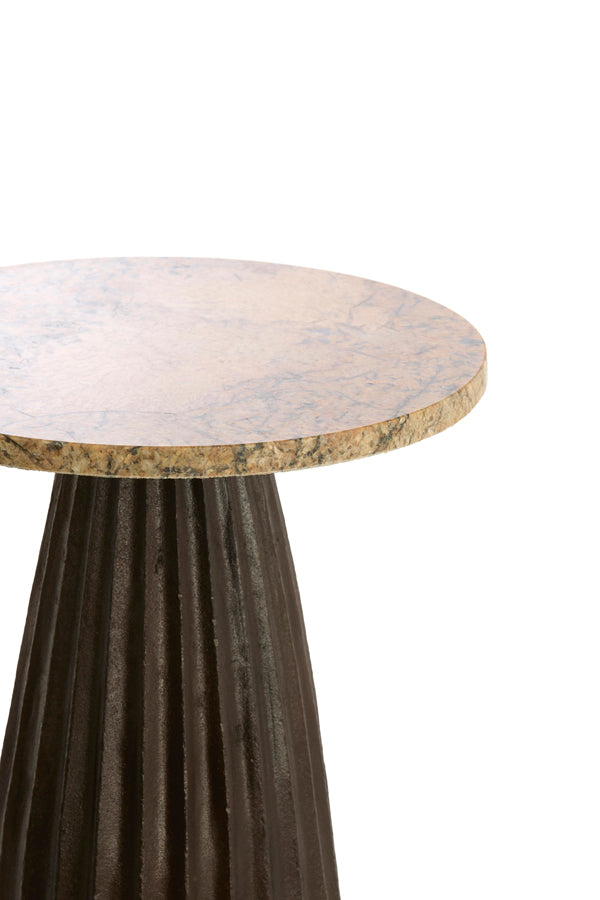Light & Living Living Side table 45x58,5 cm OBIDOS orange-grey marble+d brown House of Isabella UK