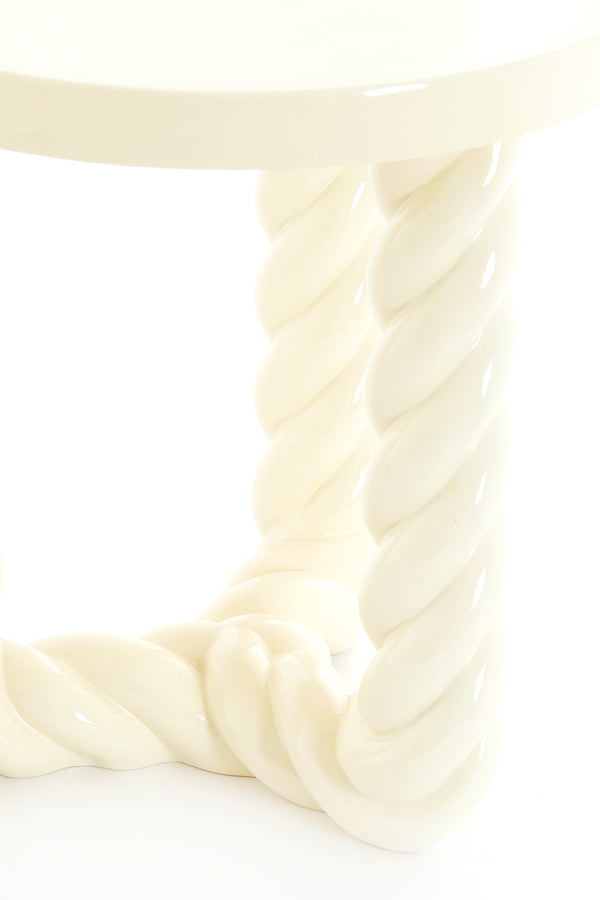 Light & Living Living Side table 46x46 cm VALLEJO shiny cream House of Isabella UK