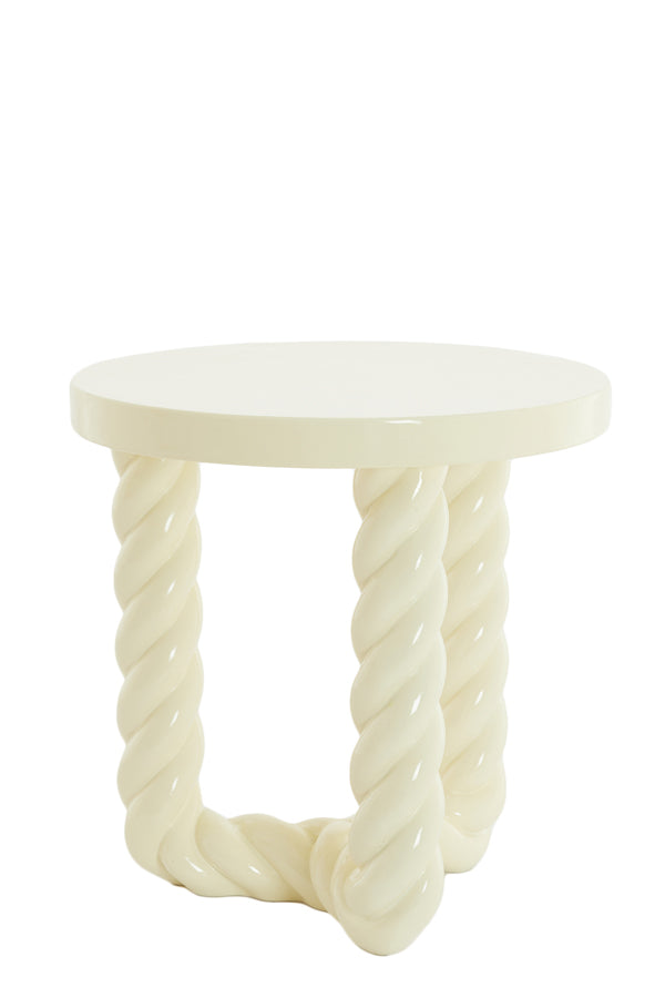 Light & Living Living Side table 46x46 cm VALLEJO shiny cream House of Isabella UK