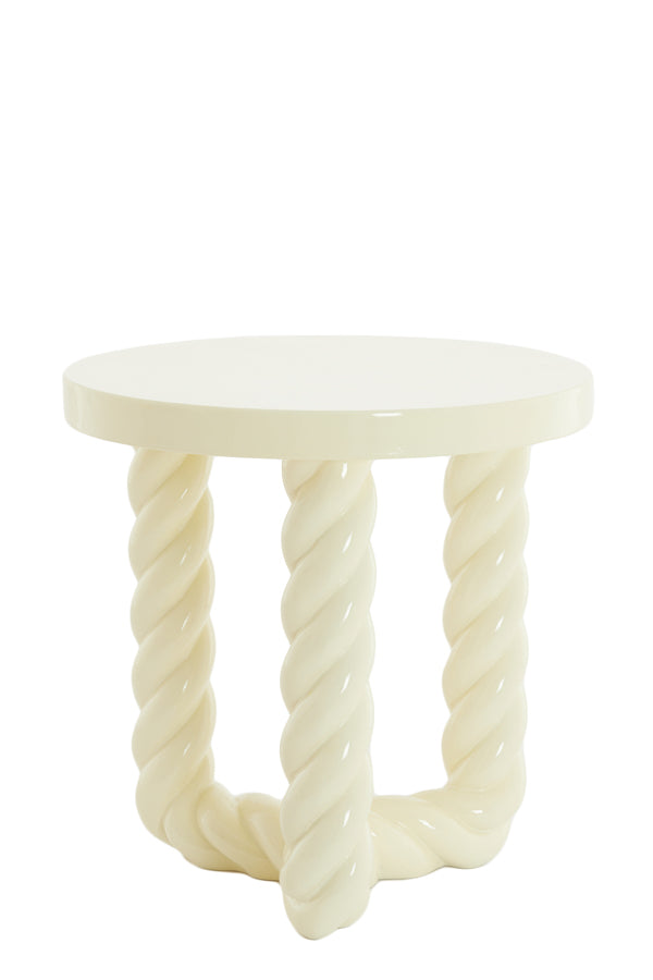 Light & Living Living Side table 46x46 cm VALLEJO shiny cream House of Isabella UK
