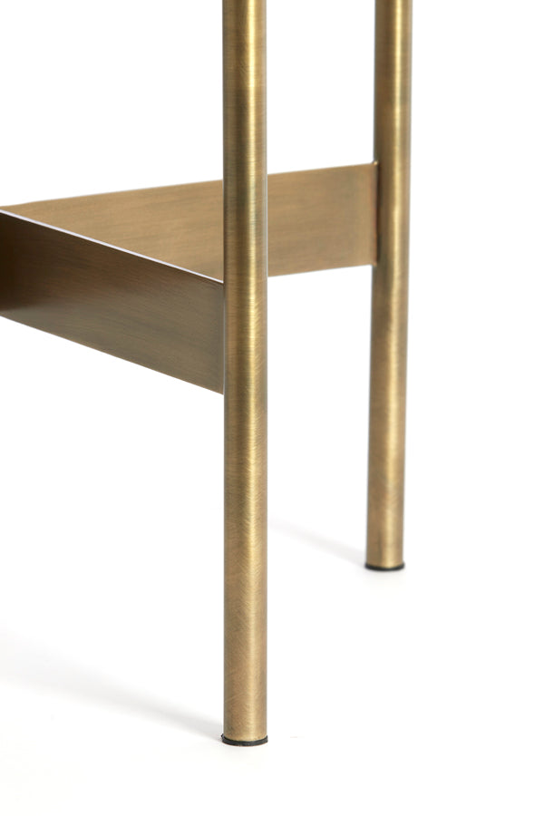 Light & Living Living Side table 47x45 cm MACAPA antique bronze+cream travertine House of Isabella UK