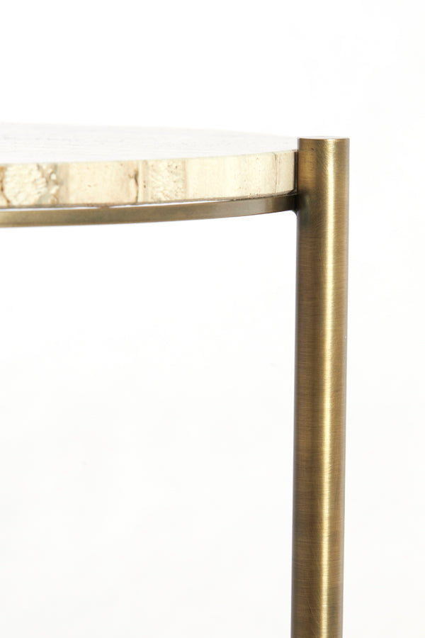 Light & Living Living Side table 47x45 cm MACAPA antique bronze+cream travertine House of Isabella UK