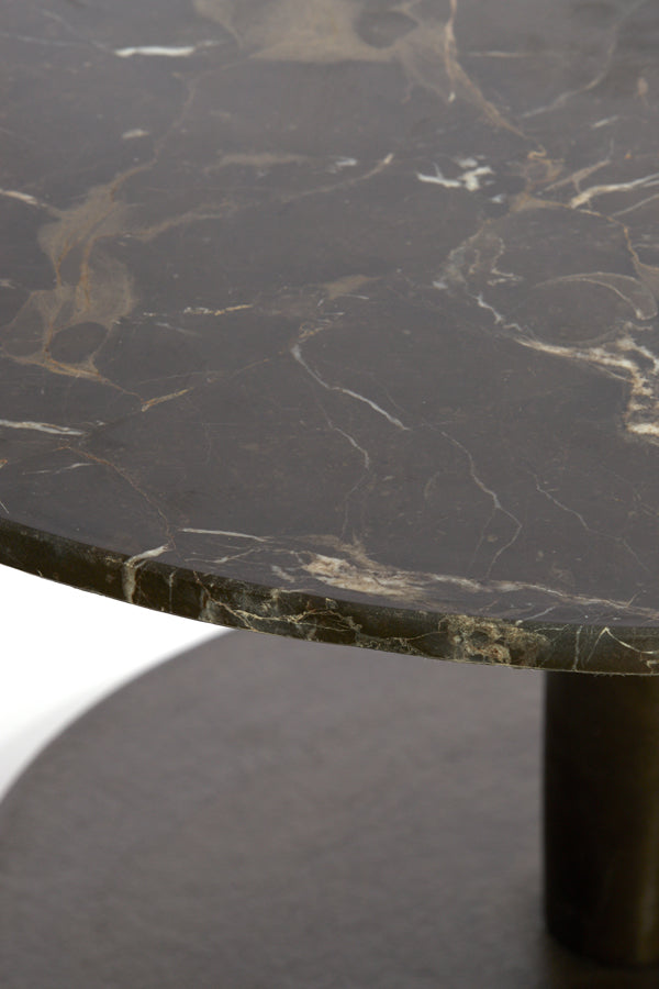 Light & Living Living Side table 48x53 cm PAZO dark brown marble+dark brown House of Isabella UK