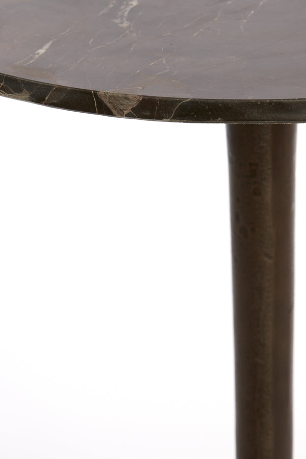 Light & Living Living Side table 48x53 cm PAZO dark brown marble+dark brown House of Isabella UK