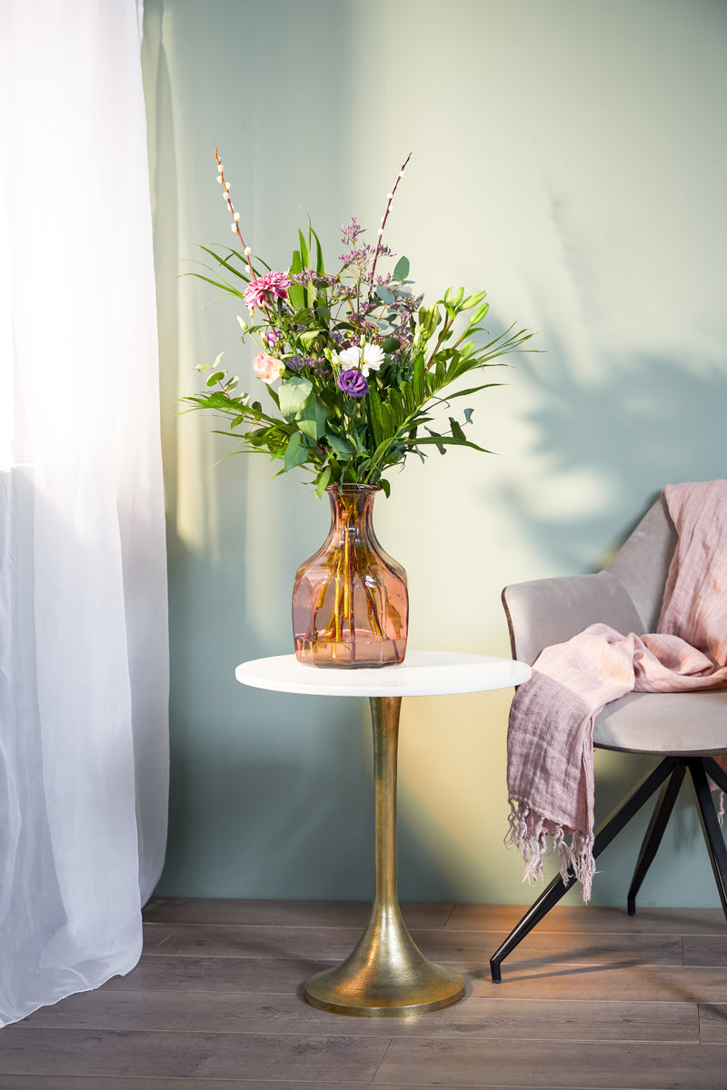 Light & Living Living Side table 48x53 cm RICKERD white marble+antique bronze House of Isabella UK