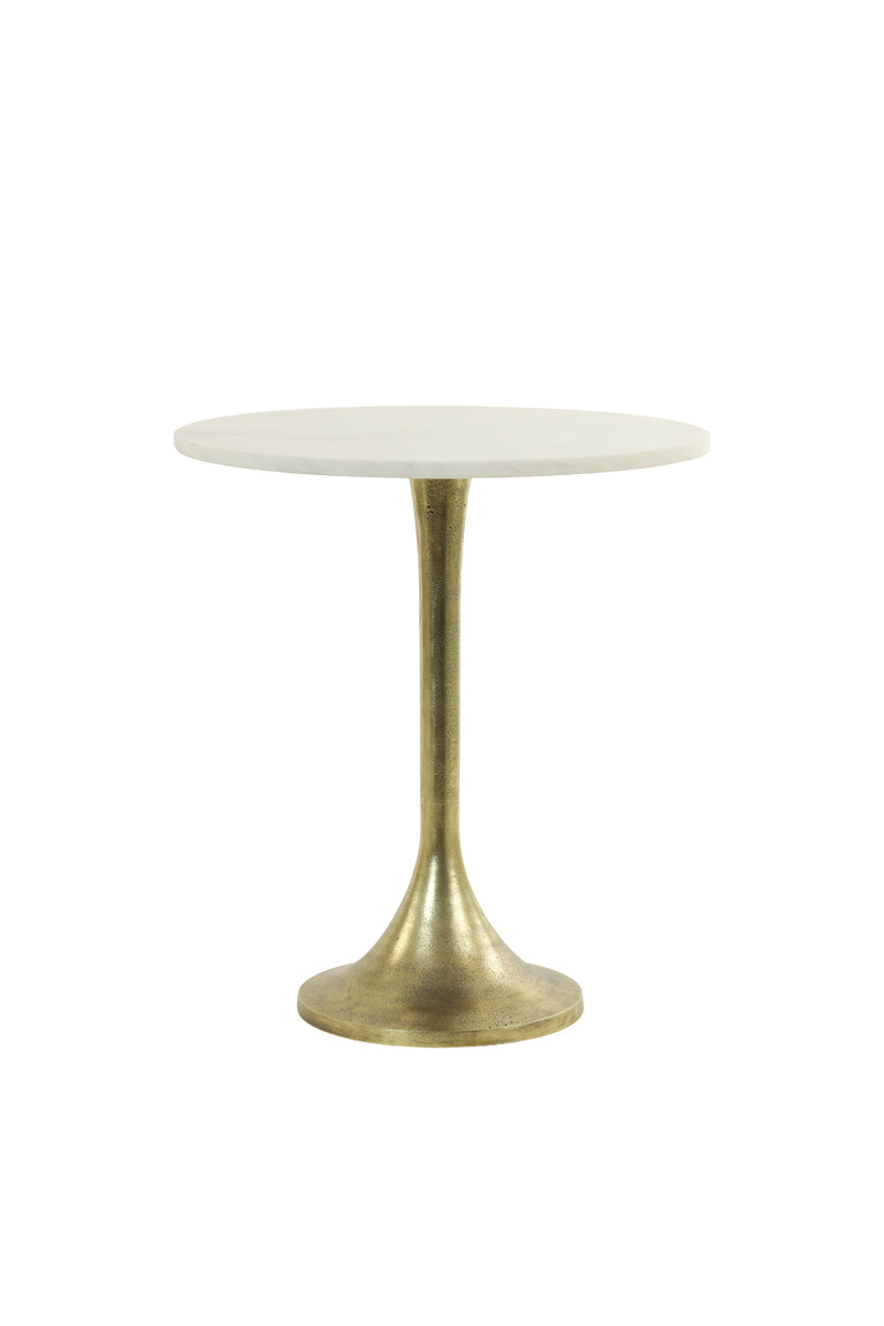 Light & Living Living Side table 48x53 cm RICKERD white marble+antique bronze House of Isabella UK