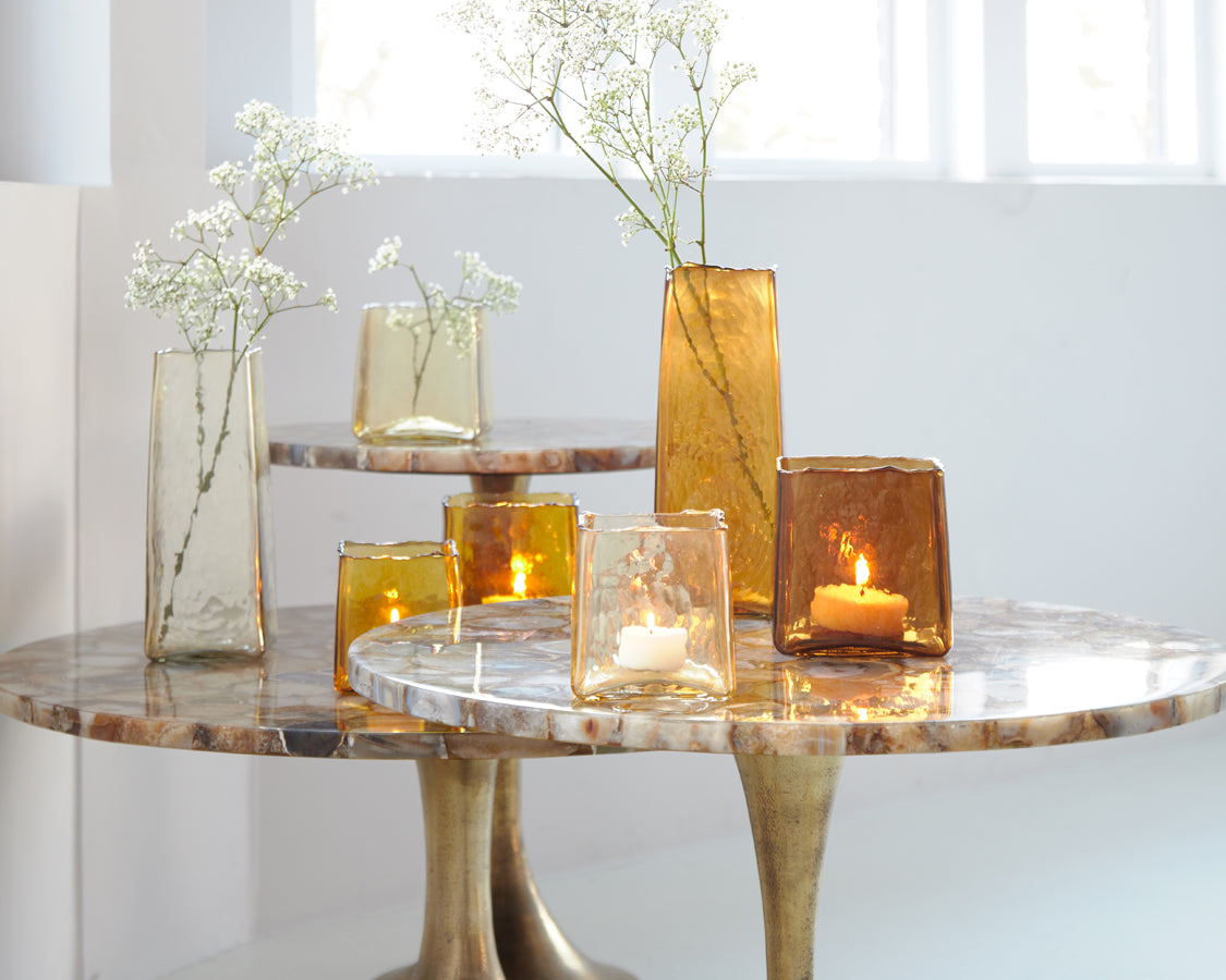 Light & Living Living Side table 48x53 cm RICKERD yellow marble+antique bronze House of Isabella UK