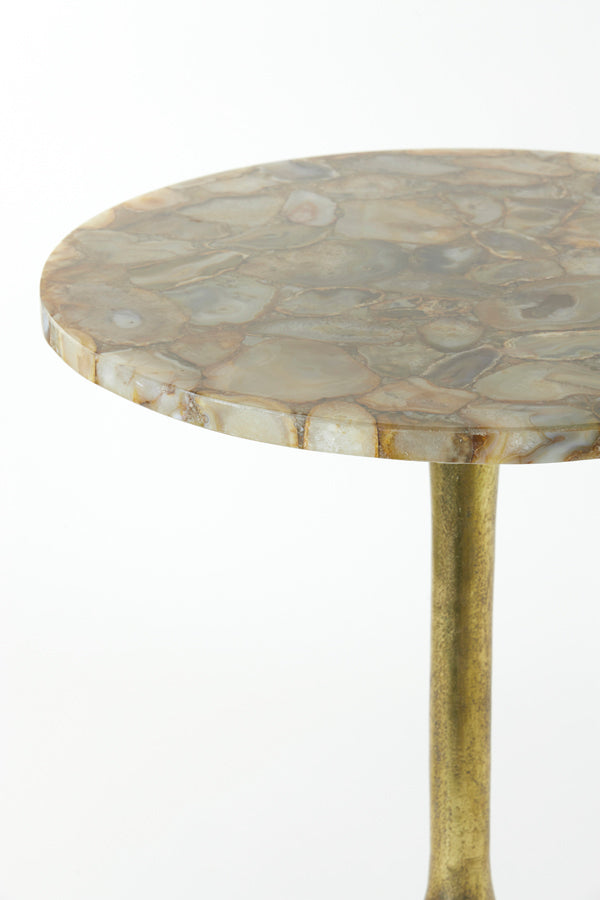 Light & Living Living Side table 48x53 cm RICKERD yellow marble+antique bronze House of Isabella UK