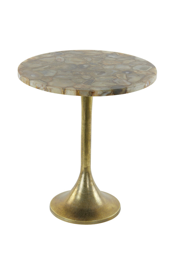 Light & Living Living Side table 48x53 cm RICKERD yellow marble+antique bronze House of Isabella UK