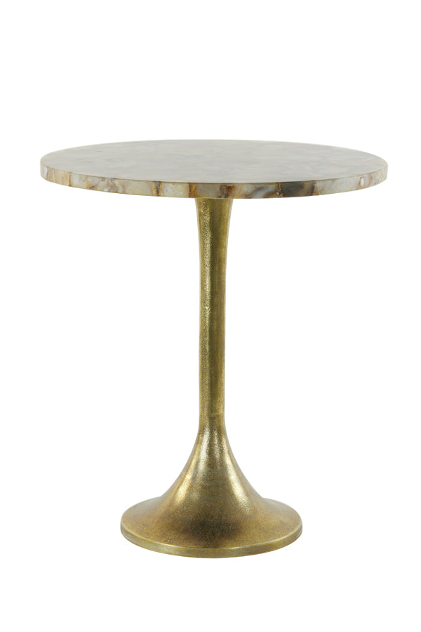 Light & Living Living Side table 48x53 cm RICKERD yellow marble+antique bronze House of Isabella UK
