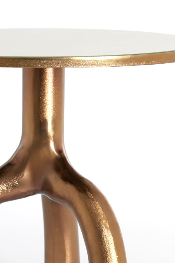 Light & Living Living Side table 50,5x45,5 cm MELLO shiny brw bronze+glass taupe House of Isabella UK