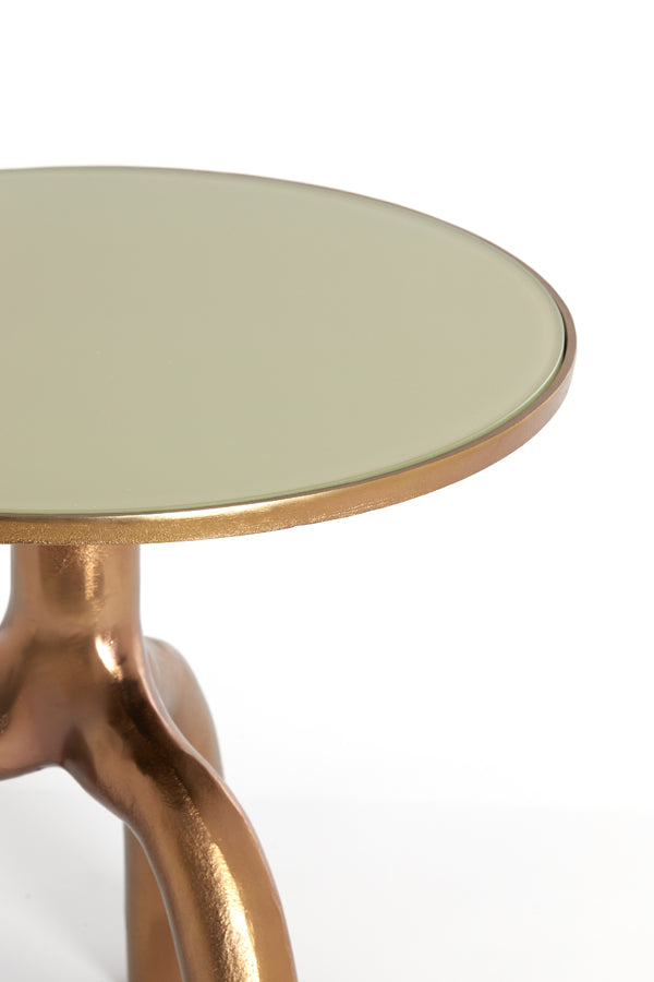 Light & Living Living Side table 50,5x45,5 cm MELLO shiny brw bronze+glass taupe House of Isabella UK