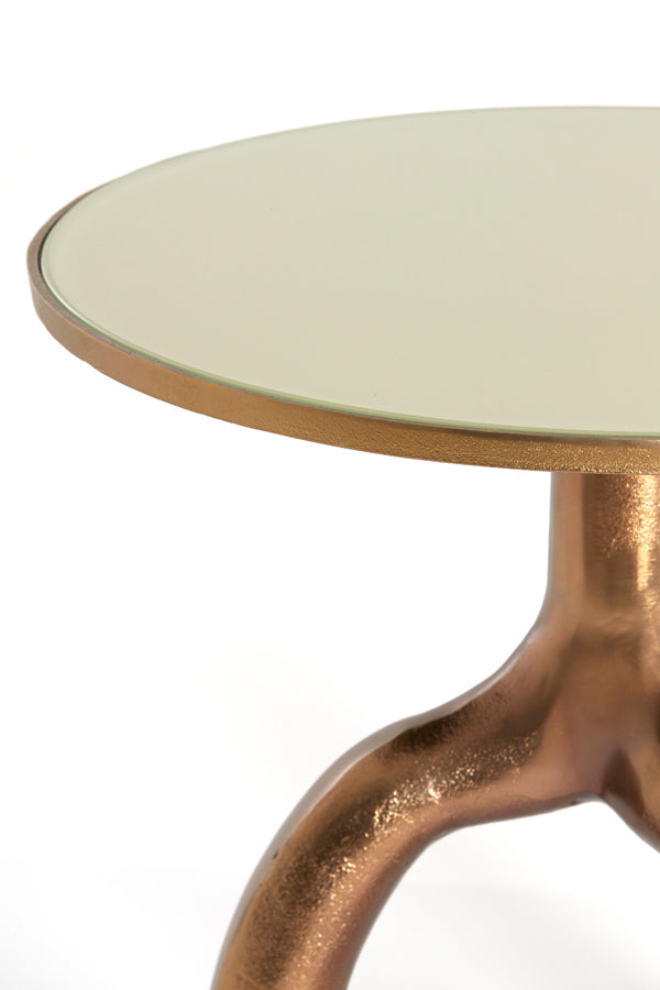 Light & Living Living Side table 50,5x45,5 cm MELLO shiny brw bronze+glass taupe House of Isabella UK