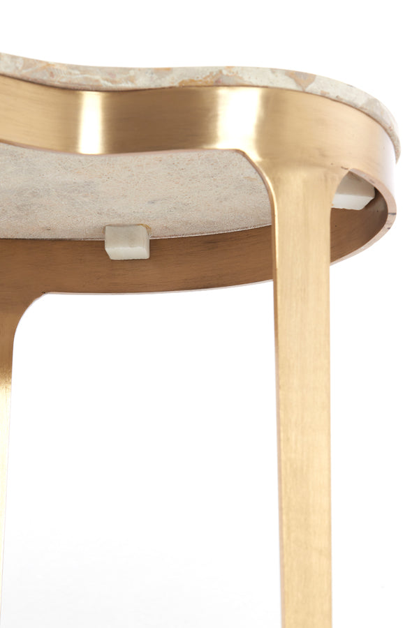 Light & Living Living Side table 51x38x48 cm GIULIO marble taupe+antique bronze House of Isabella UK