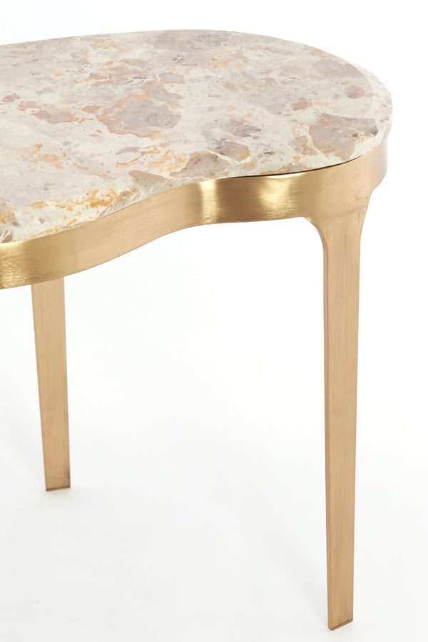 Light & Living Living Side table 51x38x48 cm GIULIO marble taupe+antique bronze House of Isabella UK