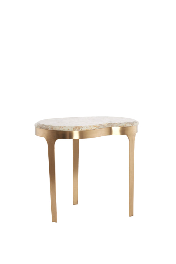 Light & Living Living Side table 51x38x48 cm GIULIO marble taupe+antique bronze House of Isabella UK