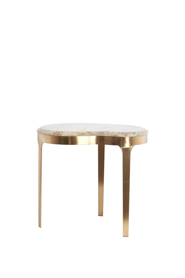 Light & Living Living Side table 51x38x48 cm GIULIO marble taupe+antique bronze House of Isabella UK