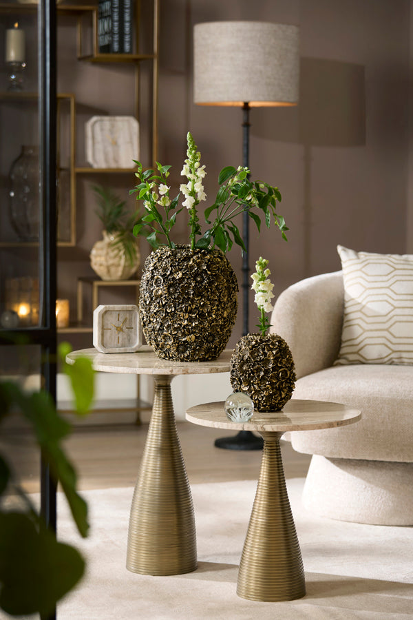 Light & Living Living Side table 52x58 cm BAHIA sand travertine+antique bronze House of Isabella UK