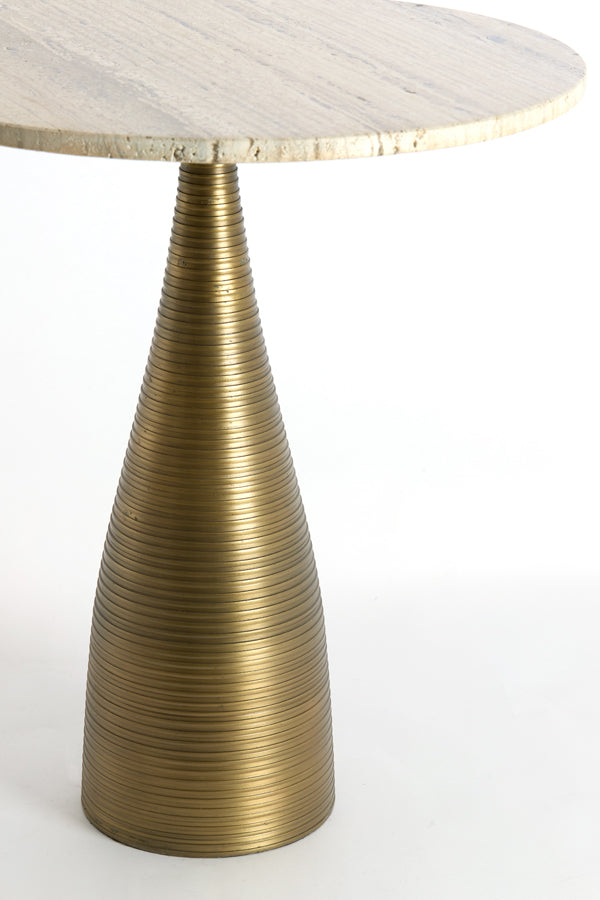 Light & Living Living Side table 52x58 cm BAHIA sand travertine+antique bronze House of Isabella UK