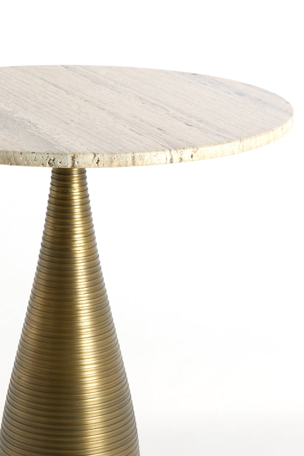 Light & Living Living Side table 52x58 cm BAHIA sand travertine+antique bronze House of Isabella UK
