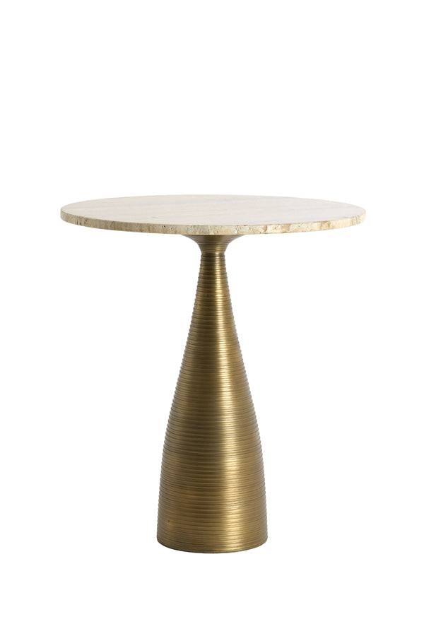 Light & Living Living Side table 52x58 cm BAHIA sand travertine+antique bronze House of Isabella UK