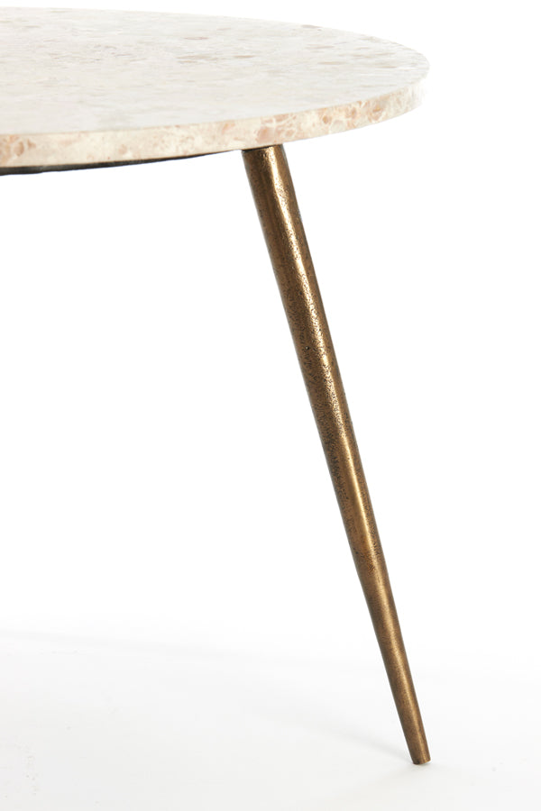 Light & Living Living Side table 59x41 cm ZECA taupe marble+antique bronze House of Isabella UK