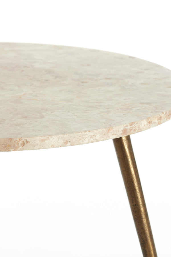 Light & Living Living Side table 59x41 cm ZECA taupe marble+antique bronze House of Isabella UK
