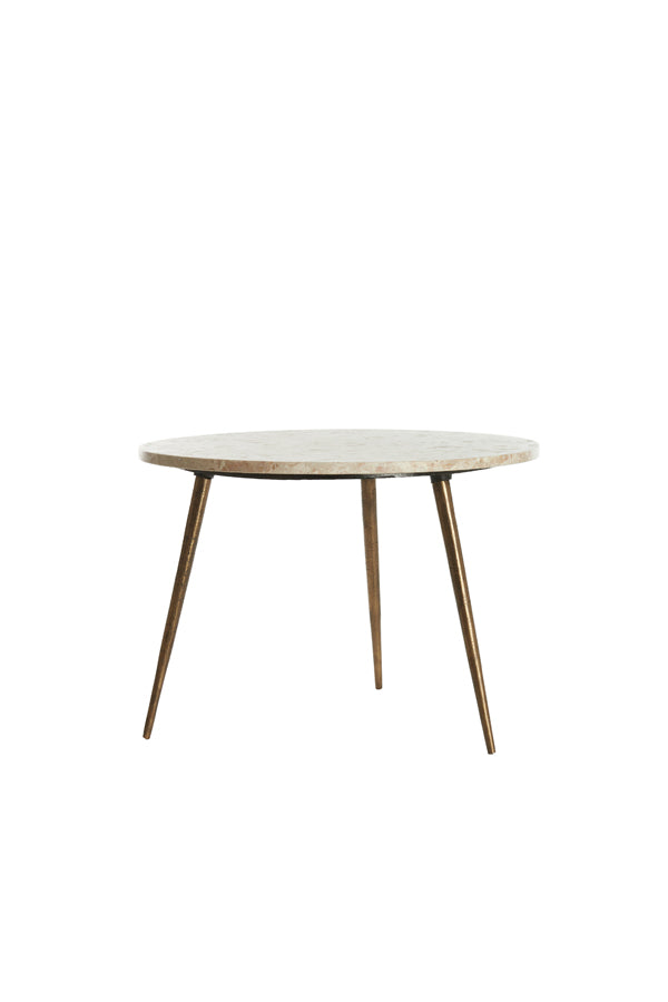 Light & Living Living Side table 59x41 cm ZECA taupe marble+antique bronze House of Isabella UK