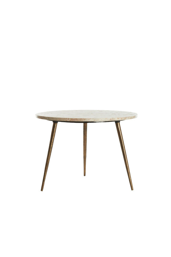 Light & Living Living Side table 59x41 cm ZECA taupe marble+antique bronze House of Isabella UK
