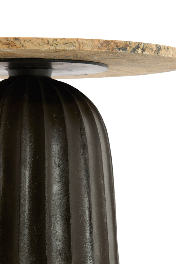 Light & Living Living Side table 60x43 cm OBIDOS orange-grey marble+d brown House of Isabella UK