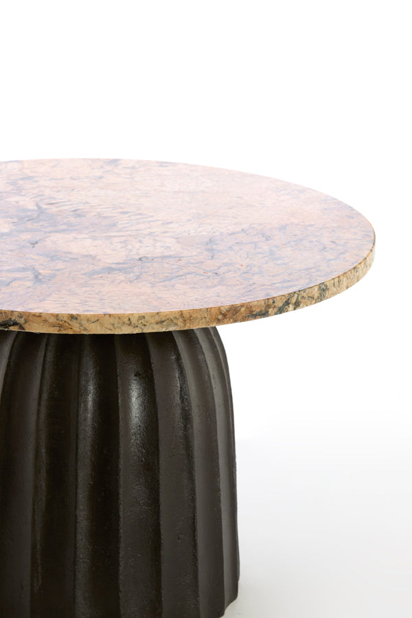 Light & Living Living Side table 60x43 cm OBIDOS orange-grey marble+d brown House of Isabella UK