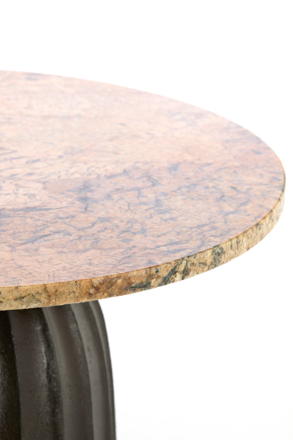 Light & Living Living Side table 60x43 cm OBIDOS orange-grey marble+d brown House of Isabella UK
