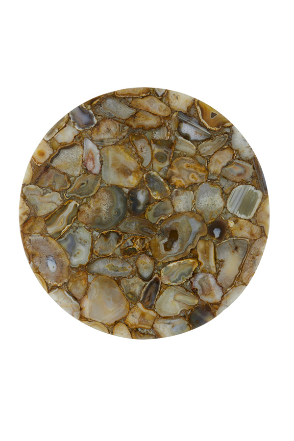 Light & Living Living Side table 61x41 cm RICKERD yellow marble+antique bronze House of Isabella UK