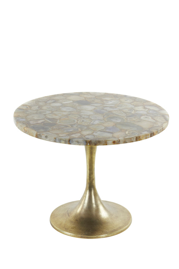 Light & Living Living Side table 61x41 cm RICKERD yellow marble+antique bronze House of Isabella UK