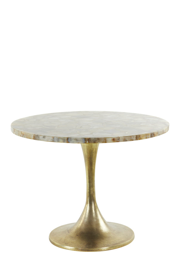 Light & Living Living Side table 61x41 cm RICKERD yellow marble+antique bronze House of Isabella UK