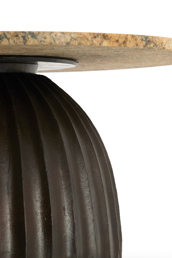 Light & Living Living Side table 69x35 cm OBIDOS orange-grey marble+d brown House of Isabella UK