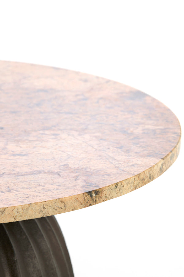 Light & Living Living Side table 69x35 cm OBIDOS orange-grey marble+d brown House of Isabella UK