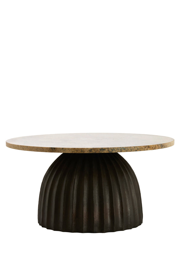 Light & Living Living Side table 69x35 cm OBIDOS orange-grey marble+d brown House of Isabella UK