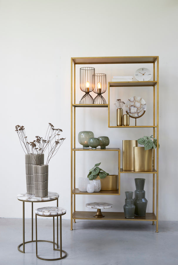 Light & Living Living Side table S/2 28x42+41x50 cm AXAT agate antique bronze House of Isabella UK